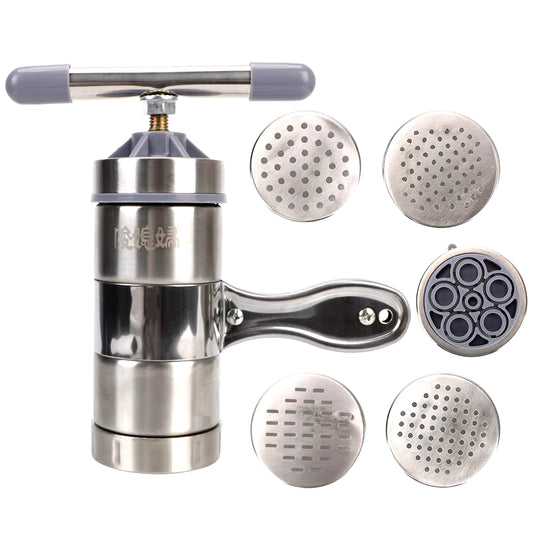 Stainless Steel Making Spaghetti Press Pasta Machine Manual Noodle Maker Fruits Juicer with 5 Pressing Moulds Multifunctional