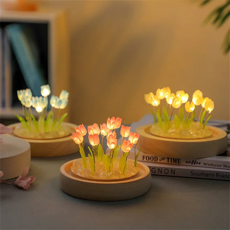Artificial tulip flower night light