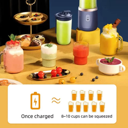 Portable Electric Juicer with Stainless Steel Blades - Automatic Smoothie & Ice Maker for Effortless Kitchen Blending