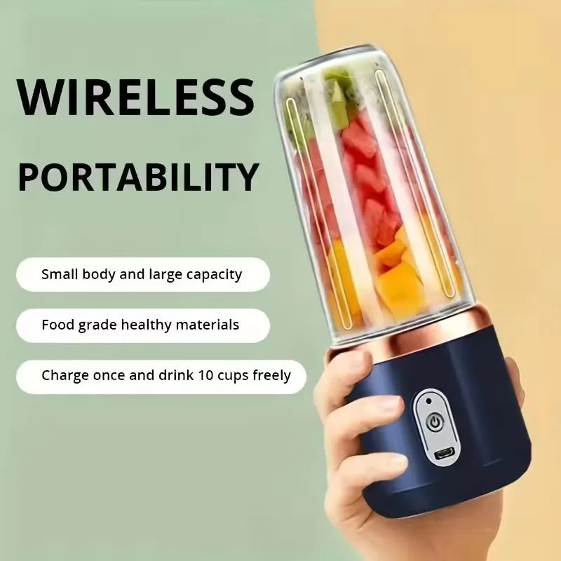 Portable Electric Juicer with Stainless Steel Blades - Automatic Smoothie & Ice Maker for Effortless Kitchen Blending